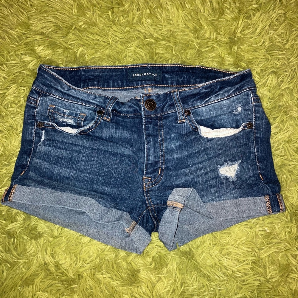 Size 2 Aeropostale Pre-ripped Denim Shorty Shorts